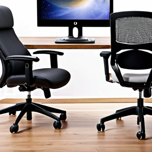 **Ergonomic Office Chair Design:** A modern, comfortable office chair designed with ergonomics in mind, ensuring good posture and support for long hours of work. Focus on the chair's shape and features that promote user well-being.
