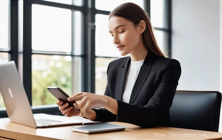 공업디자인과 플렉서블 디스플레이 - **Prompt:** "A sophisticated woman in her late 20s, dressed in a stylish, modest business casual out...