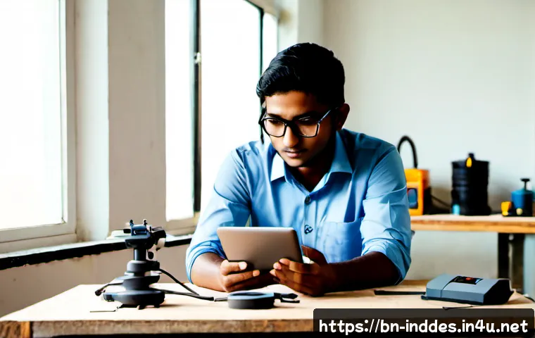 공업디자인과 미래 기술 - Photorealistic industrial design studio in Bangladesh, young Bengali product designer wearing modest...